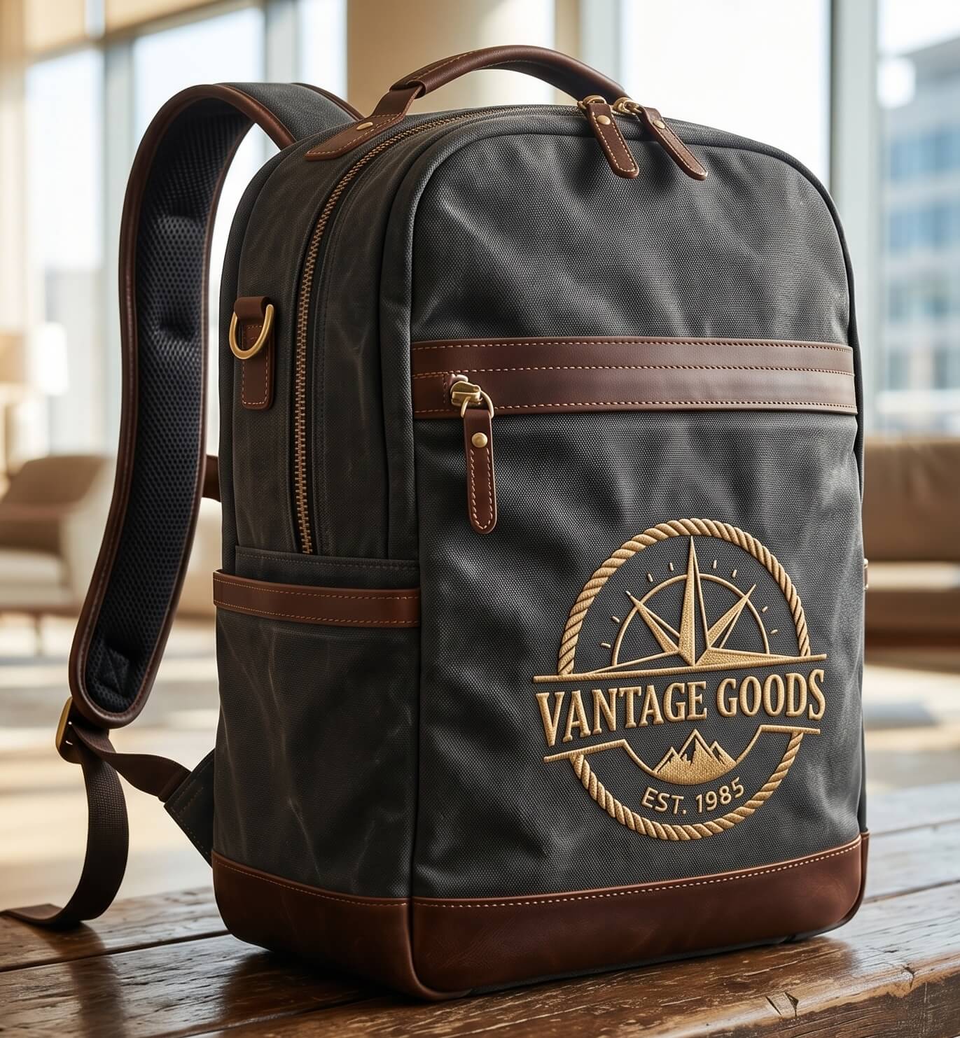 Custom embroidered backpack with logo
